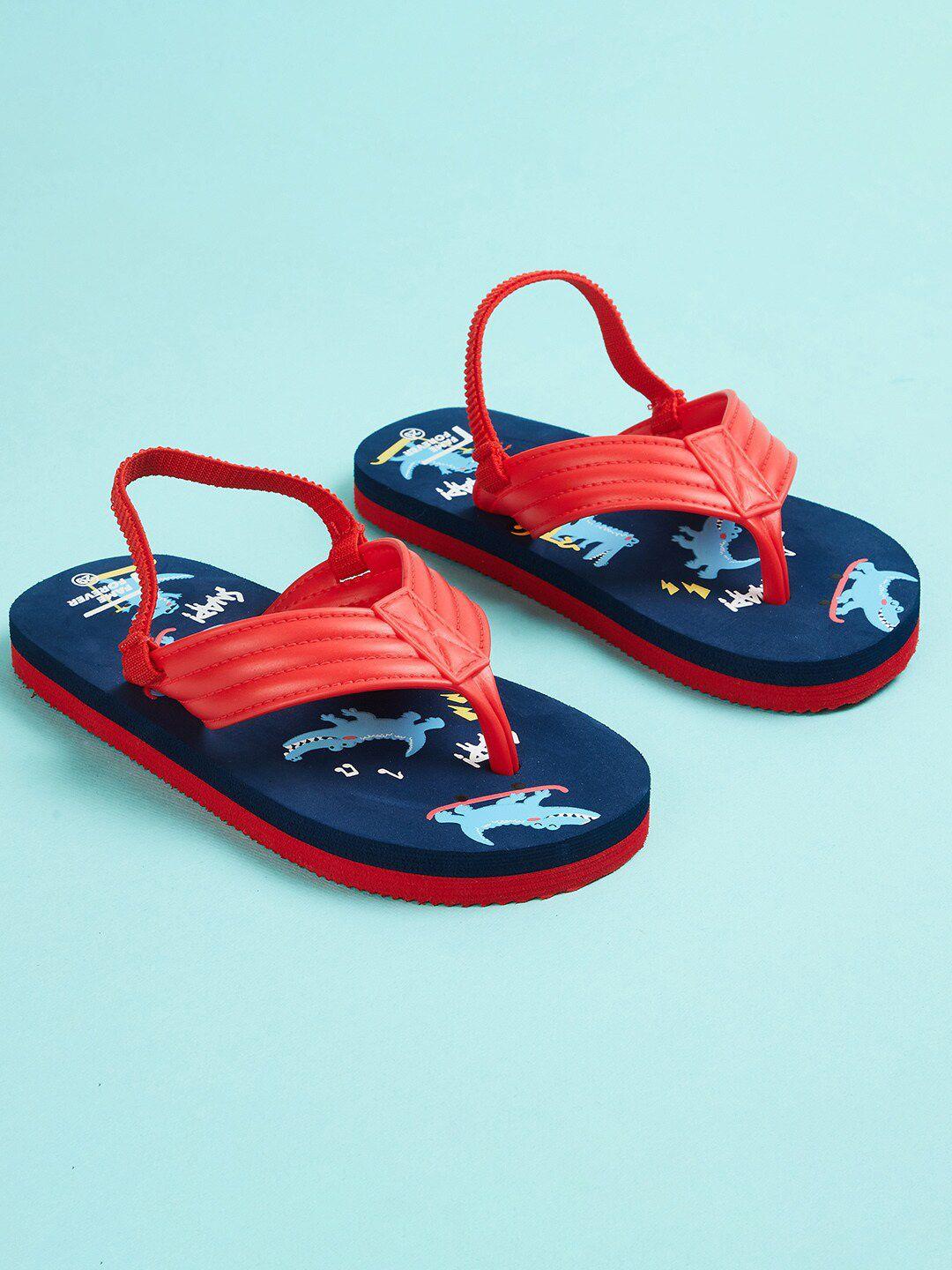 fame forever by lifestyle boys red & blue printed thong flip-flops