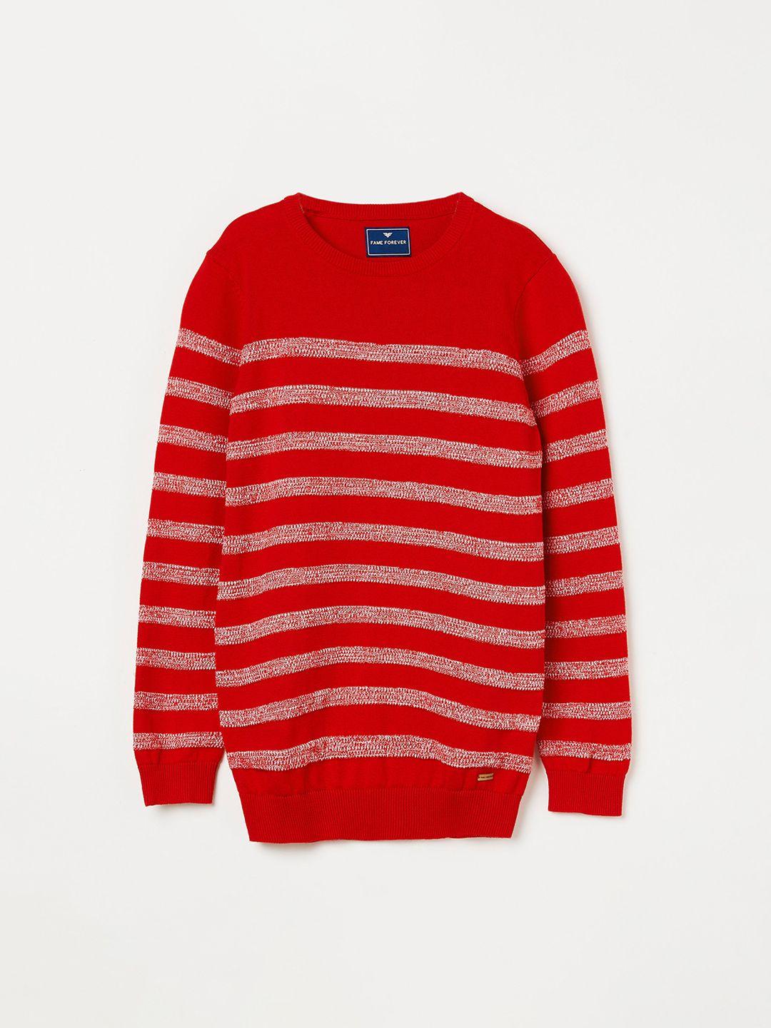 fame forever by lifestyle boys red & grey striped sweater