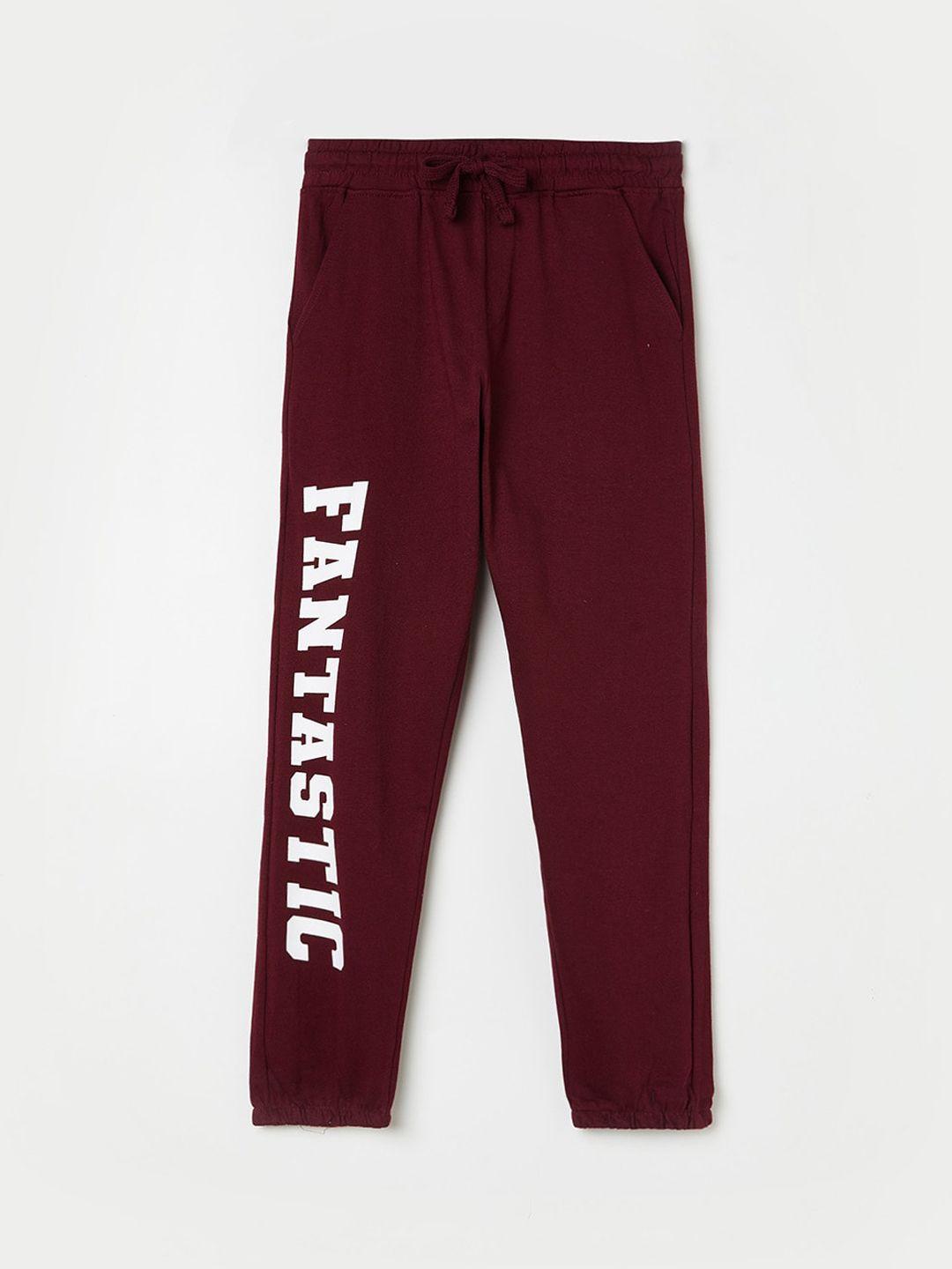 fame forever by lifestyle boys red solid cotton track pants