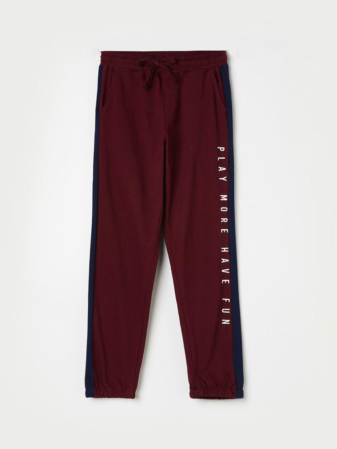 fame forever by lifestyle boys red solid cotton track pants
