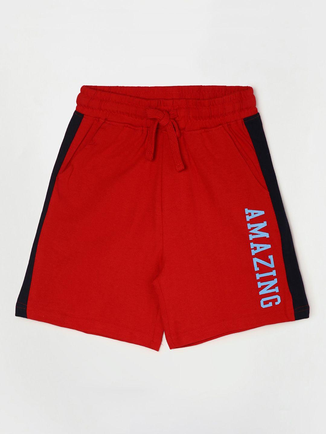 fame forever by lifestyle boys red typography printed shorts