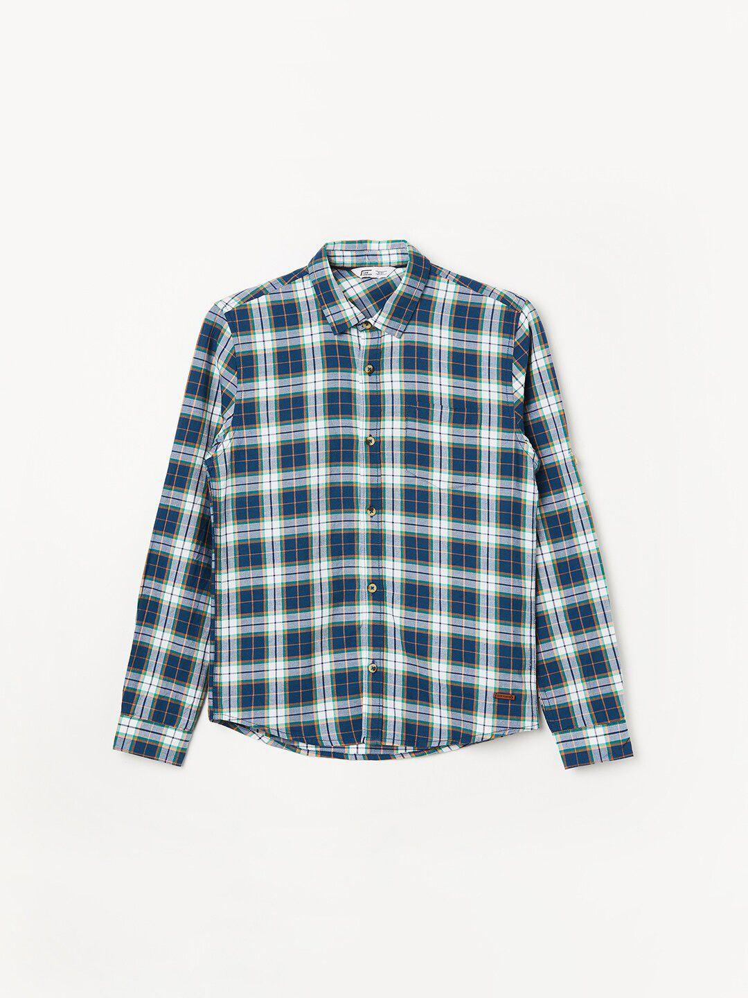 fame forever by lifestyle boys tartan checked pure cotton casual shirt