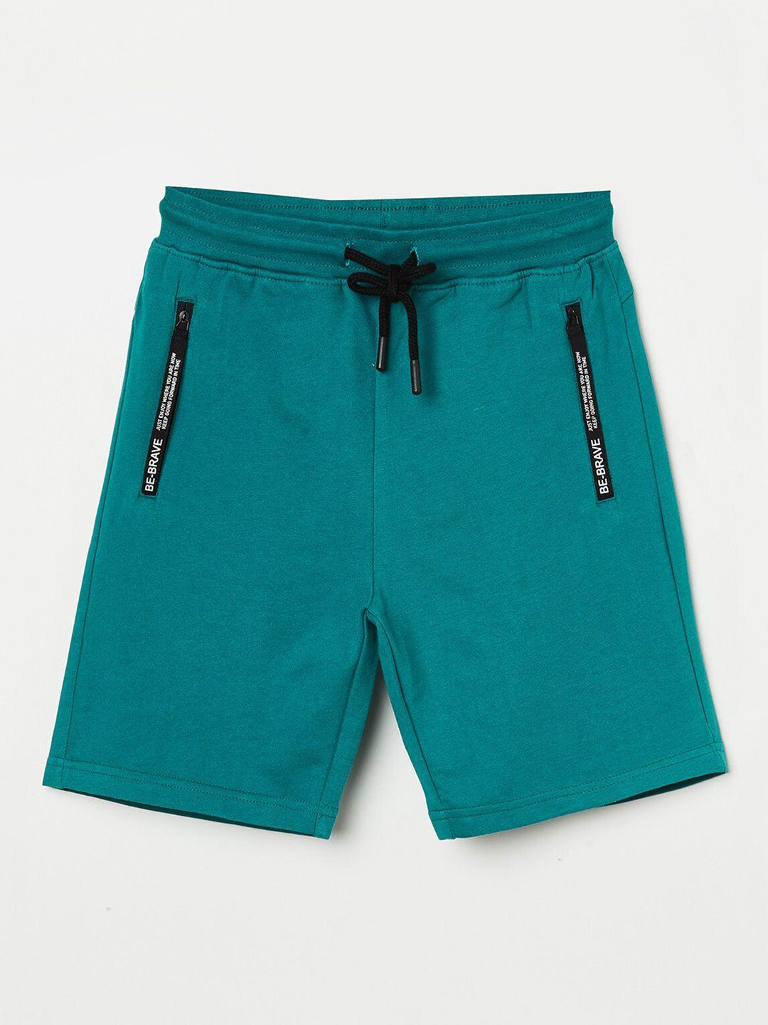 fame forever by lifestyle boys teal solid pure cotton shorts