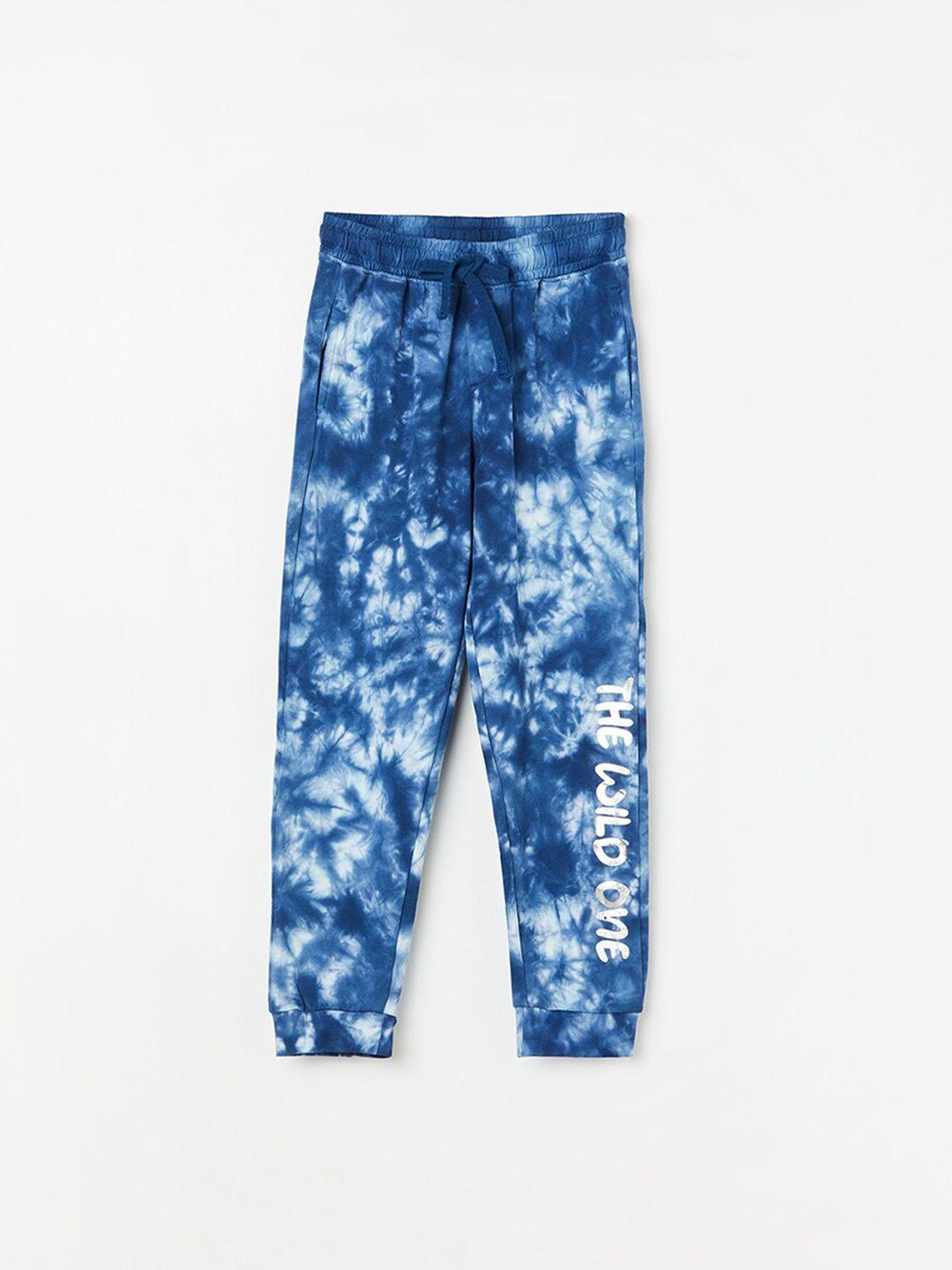 fame forever by lifestyle boys tie and dye printed mid-rise pure cotton track pants