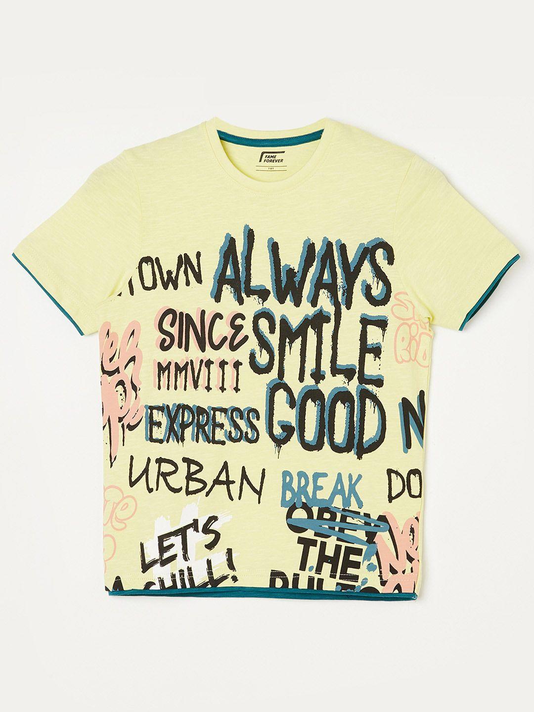 fame forever by lifestyle boys typography printed cotton t-shirt