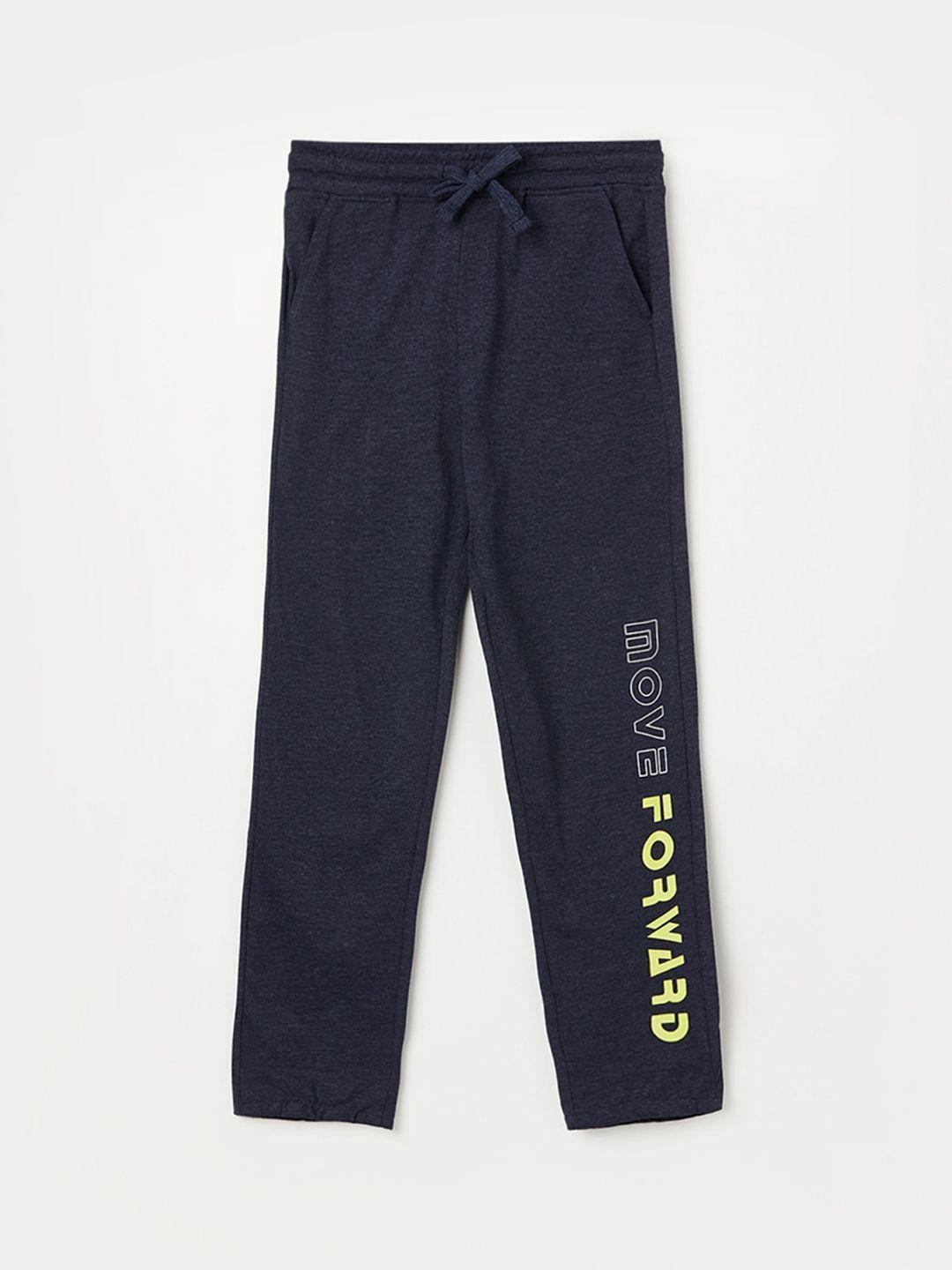 fame forever by lifestyle boys typography printed mid-rise pure cotton track pants