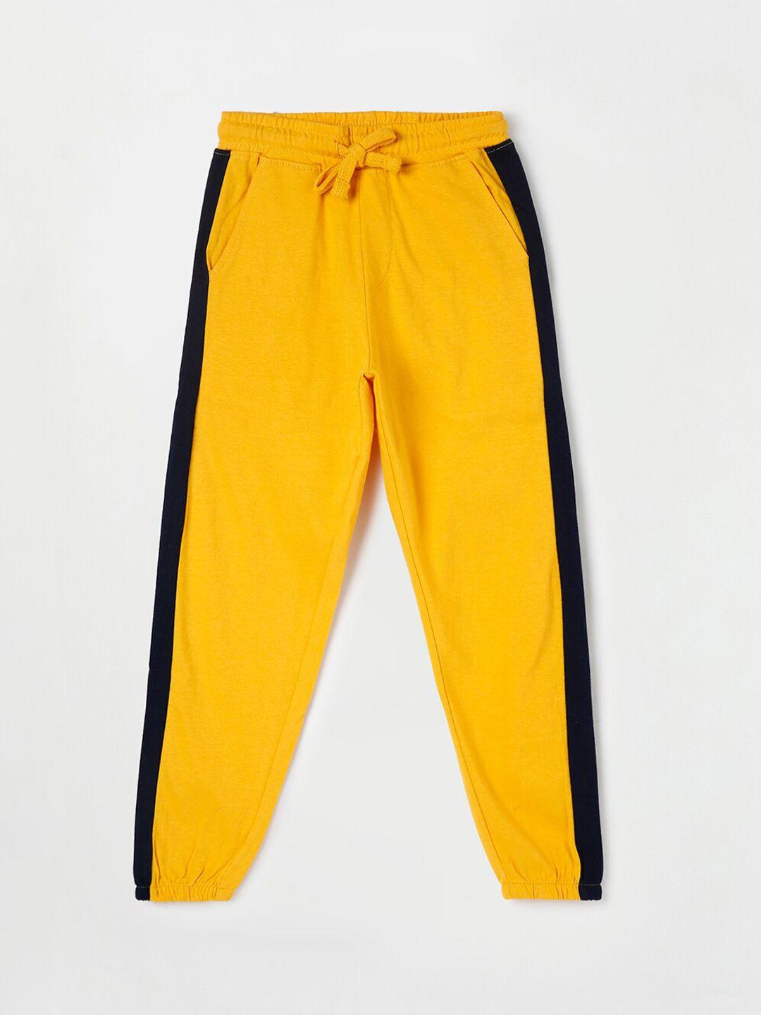 fame forever by lifestyle boys yellow & black solid cotton jogger