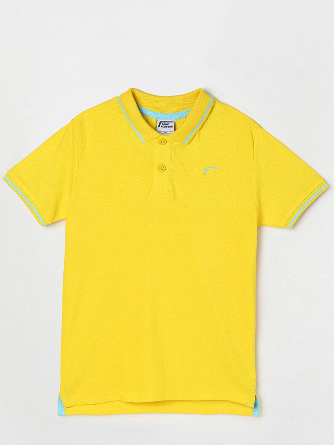 fame forever by lifestyle boys yellow polo collar cotton t-shirt