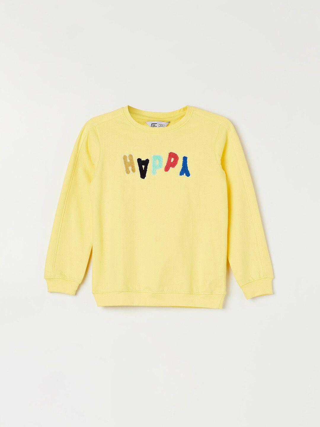 fame forever by lifestyle boys yellow printed pure cotton sweatshirt