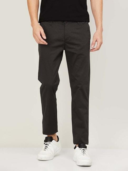 fame forever by lifestyle charcoal black tapered fit trousers