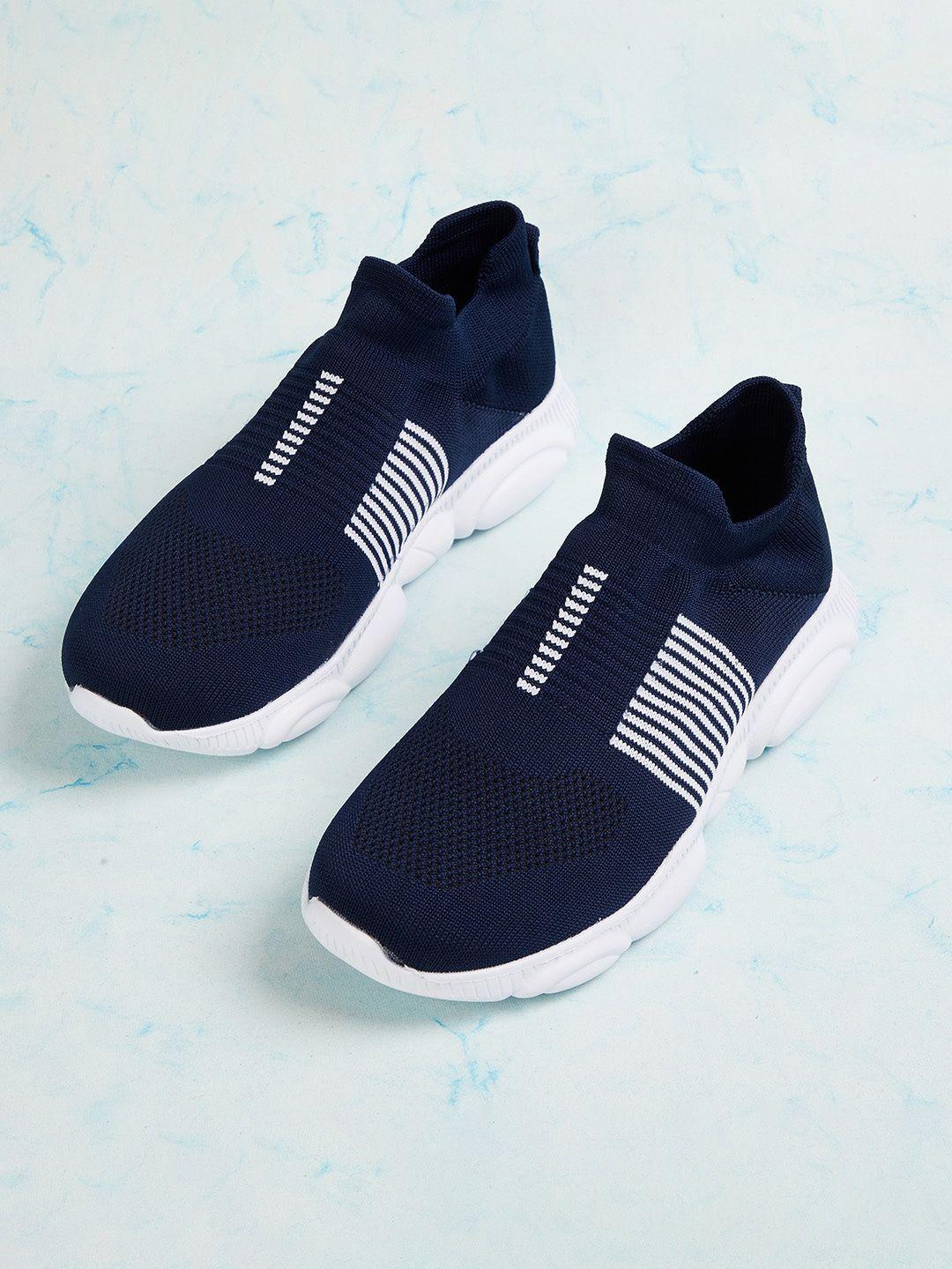 fame forever by lifestyle girls blue woven design slip-on sneakers