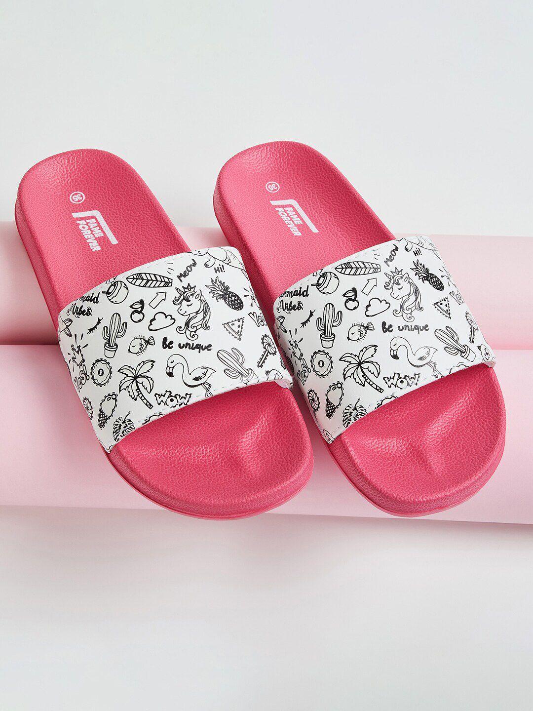 fame forever by lifestyle girls printed rubber thong flip-flops