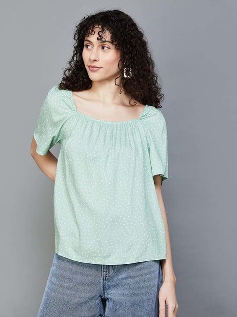 fame forever by lifestyle green printed top