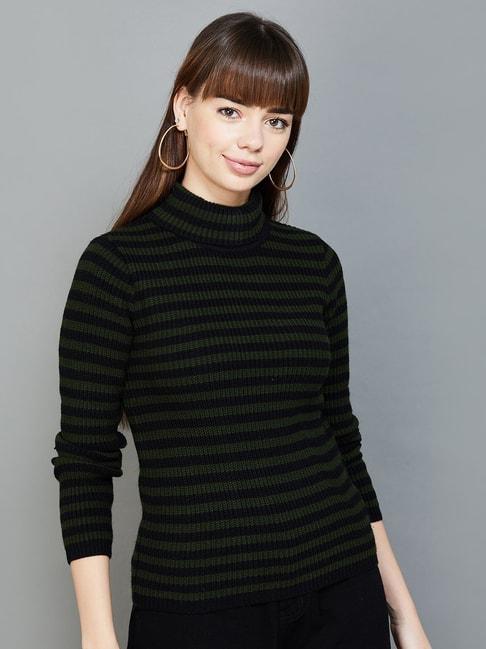 fame forever by lifestyle green striped sweater