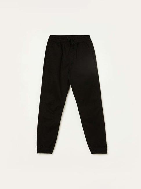 fame forever by lifestyle kids black cotton regular fit joggers
