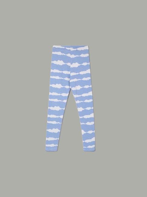 fame forever by lifestyle kids blue & white printed leggings