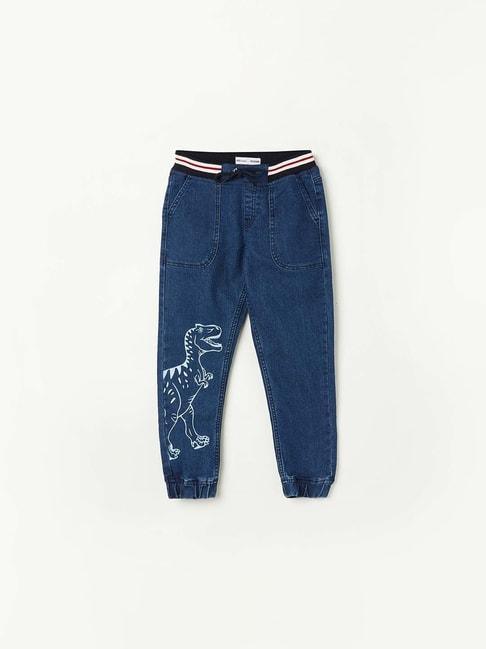 fame forever by lifestyle kids blue cotton printed jeans