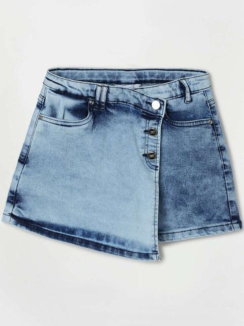 fame forever by lifestyle kids blue cotton washed skirt