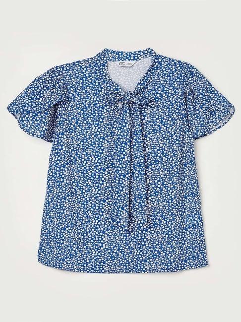fame forever by lifestyle kids blue floral print top