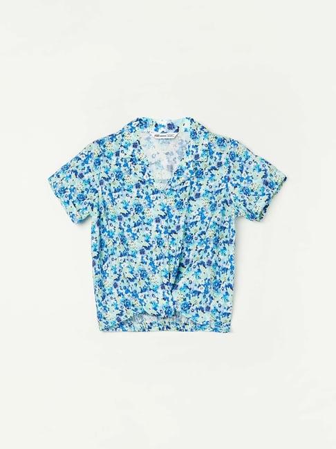 fame forever by lifestyle kids blue floral print top