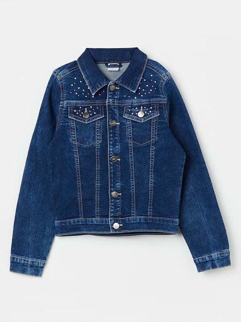 fame forever by lifestyle kids blue washed full sleeves jacket