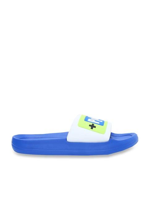 fame forever by lifestyle kids green & royal blue casual slides