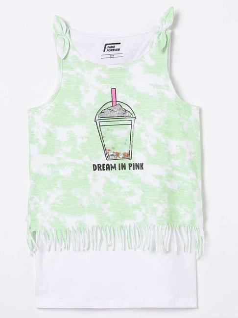 fame-forever-by-lifestyle-kids-green-cotton-printed-top-set