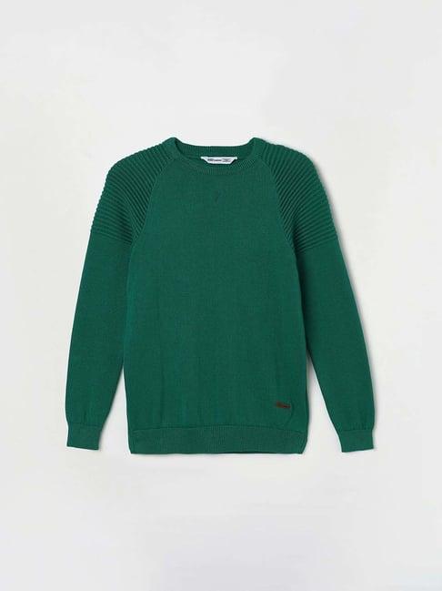 fame forever by lifestyle kids green cotton regular fit full sleeves sweater