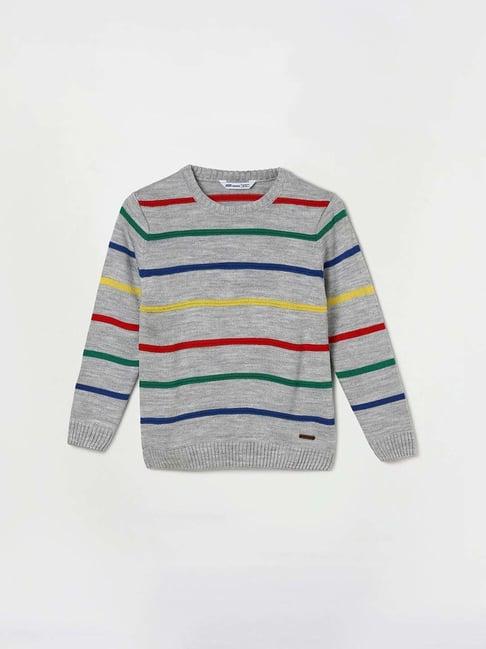 fame forever by lifestyle kids grey striped full sleeves sweater