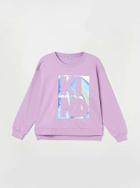 fame forever by lifestyle kids lavender cotton printed full sleeves sweatshirt