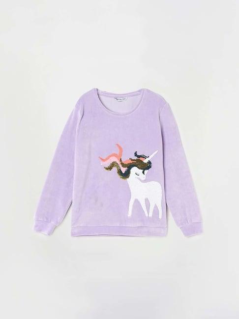 fame forever by lifestyle kids lavender sequence full sleeves sweatshirt