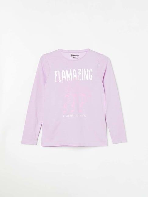 fame forever by lifestyle kids lilac cotton printed full sleeves tee