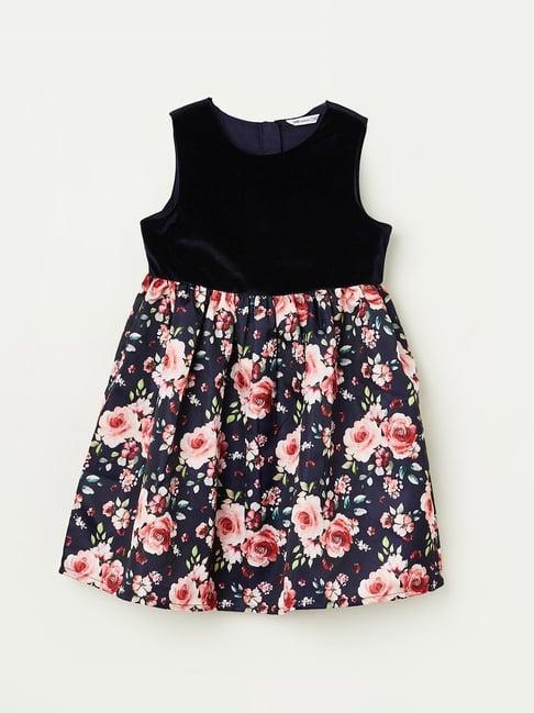fame forever by lifestyle kids navy & pink floral print dress