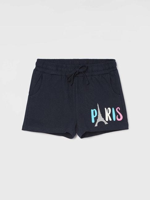 fame forever by lifestyle kids navy cotton printed shorts