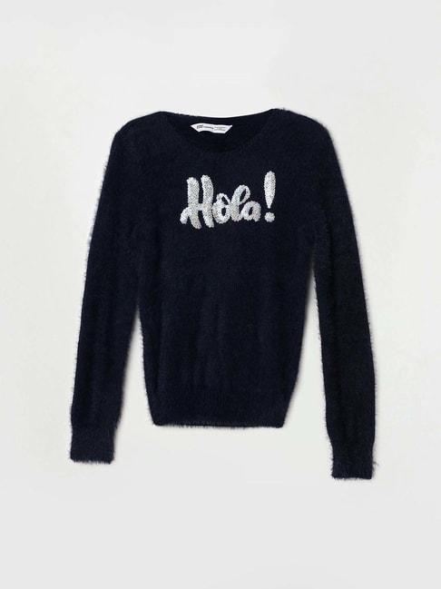 fame forever by lifestyle kids navy sequence full sleeves sweater