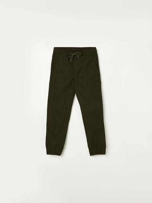 fame forever by lifestyle kids olive cotton regular fit joggers