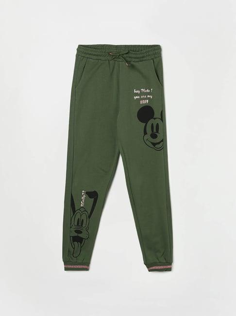 fame forever by lifestyle kids olive printed trackpants