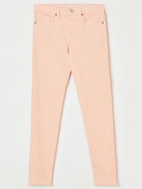 fame forever by lifestyle kids peach embellished jeans