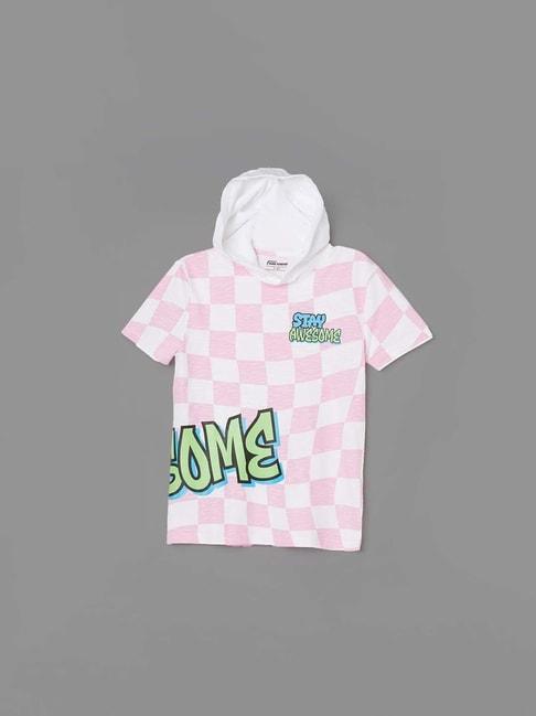 fame forever by lifestyle kids pink & white cotton printed tee