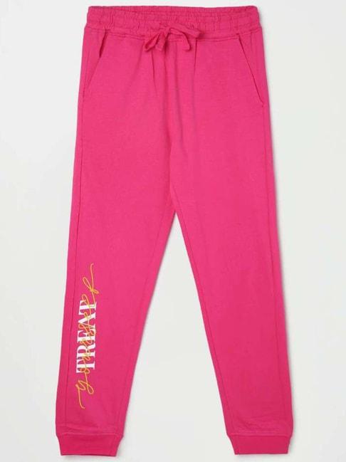 fame forever by lifestyle kids pink cotton printed trackpants