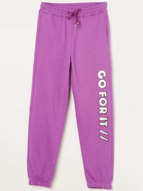 fame forever by lifestyle kids purple cotton printed trackpants