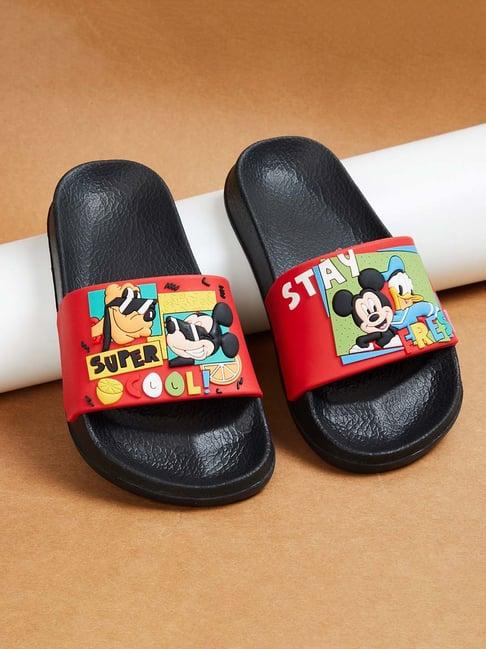 fame forever by lifestyle kids red & black casual slides