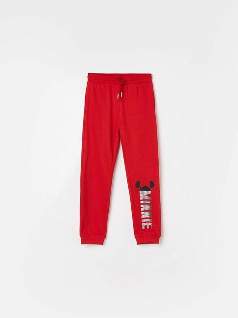 fame forever by lifestyle kids red cotton printed joggers