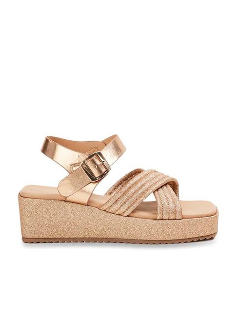 fame forever by lifestyle kids rose gold cross strap sandals