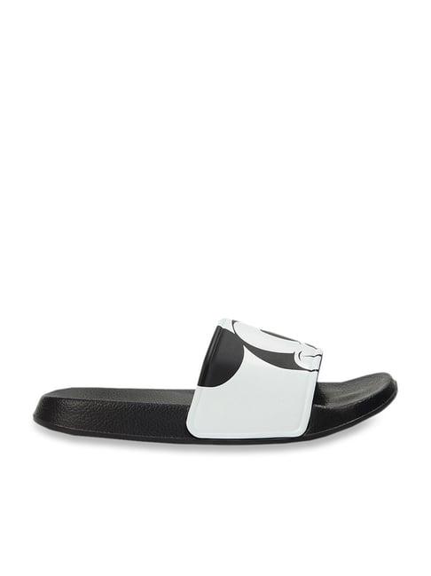 fame forever by lifestyle kids white & black casual slides