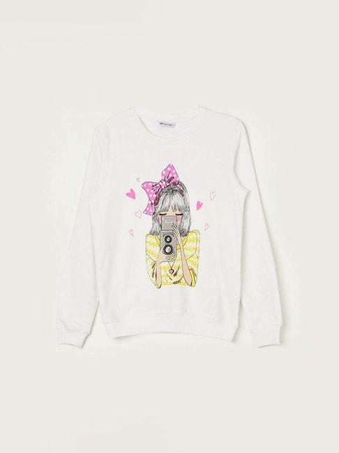 fame forever by lifestyle kids white cotton printed full sleeves sweatshirt