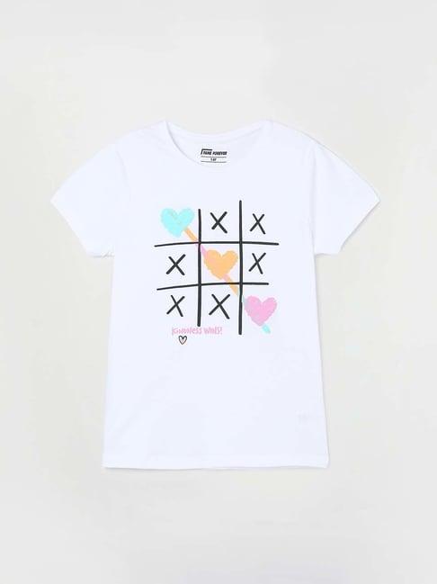 fame forever by lifestyle kids white cotton printed t-shirt