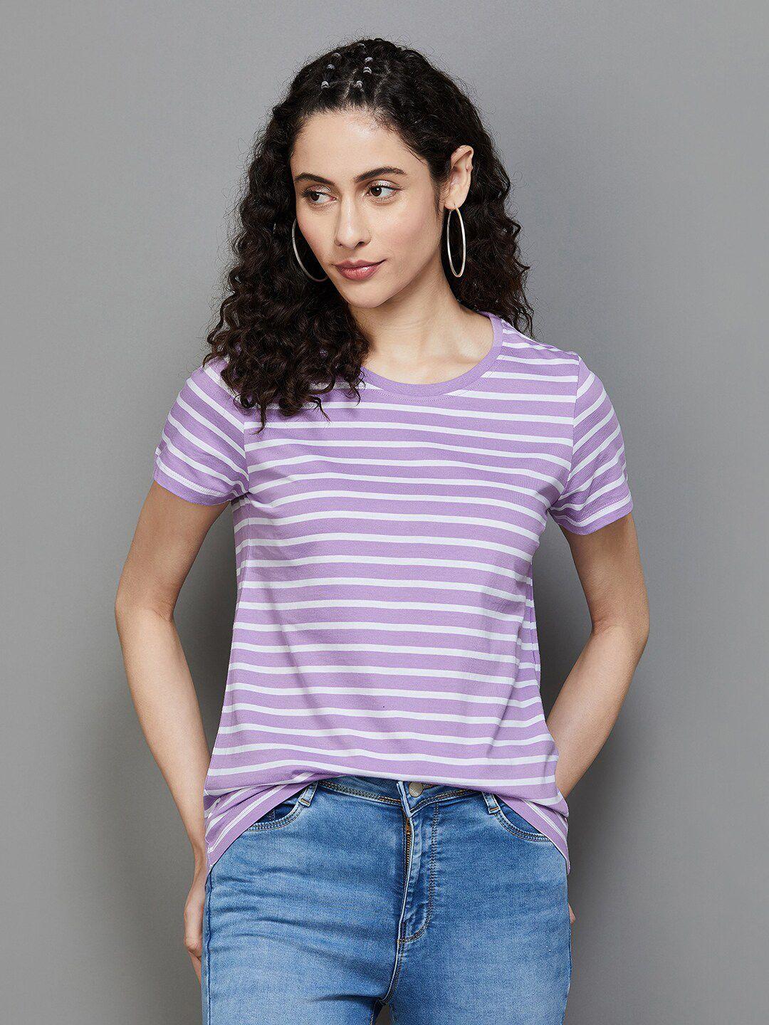 fame forever by lifestyle lavender striped cotton top