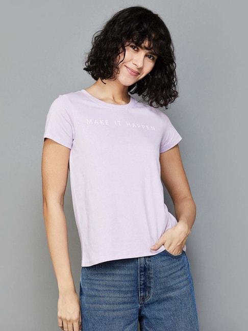fame forever by lifestyle lilac cotton printed t-shirt