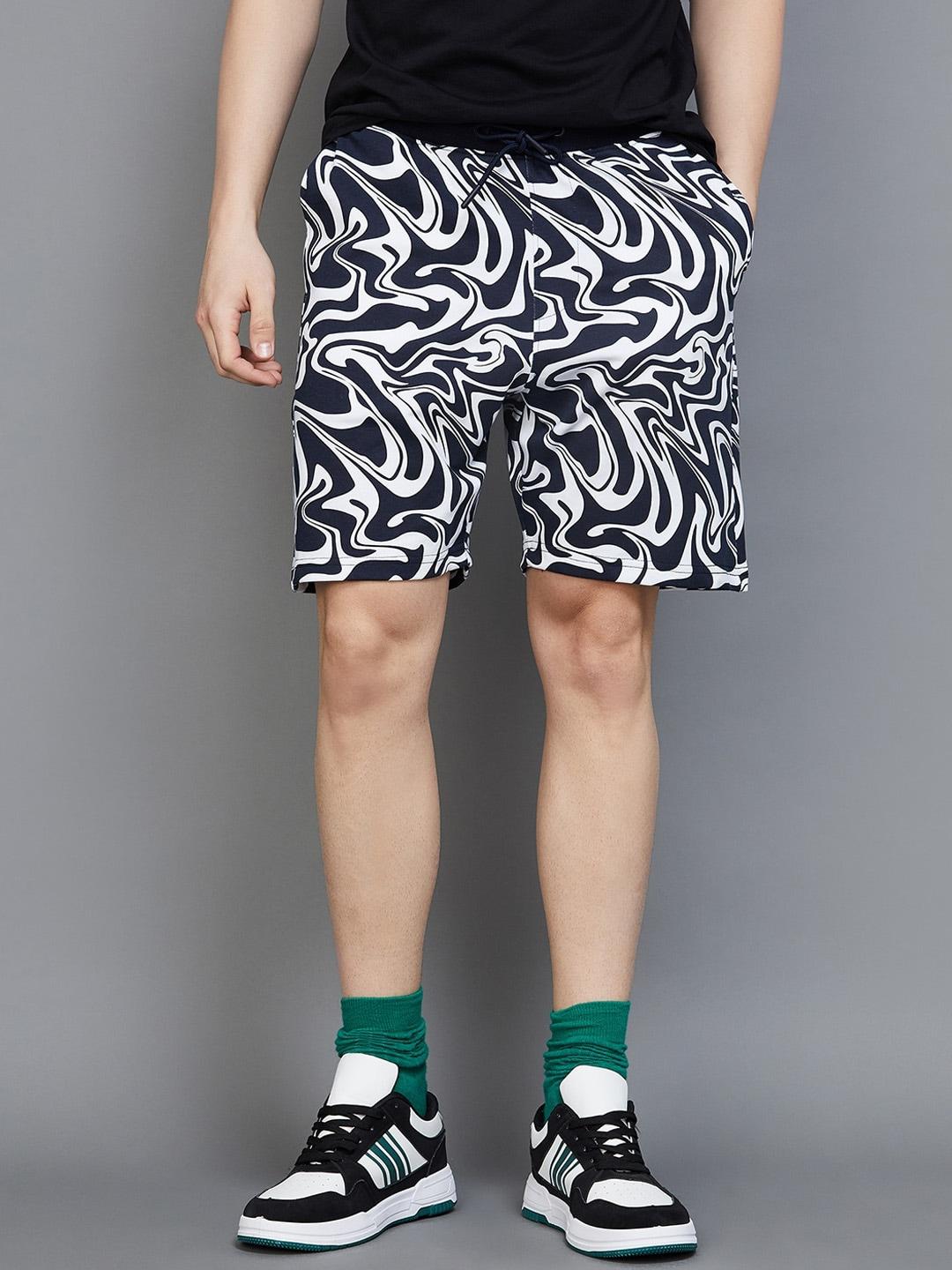 fame forever by lifestyle men abstract printed mid-rise cotton shorts